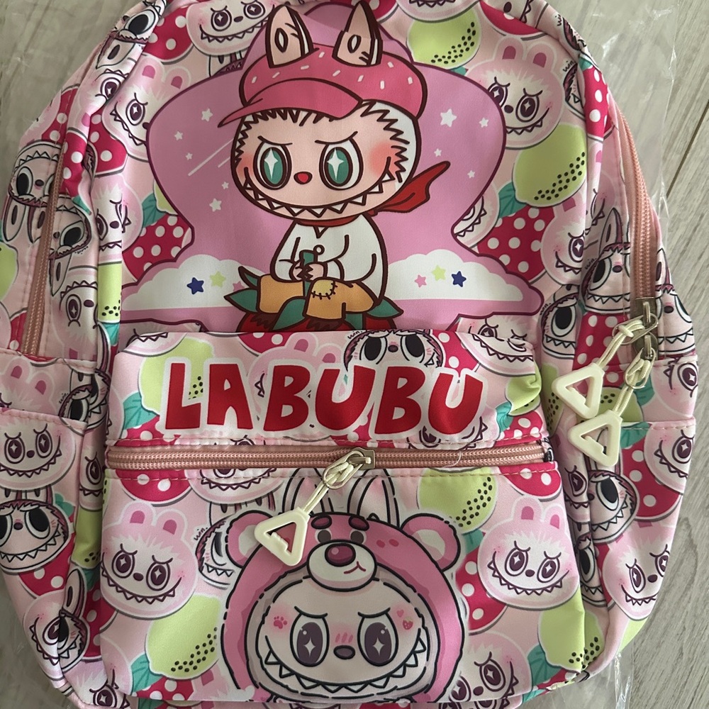 Labubu Pink Cartoon Backpack